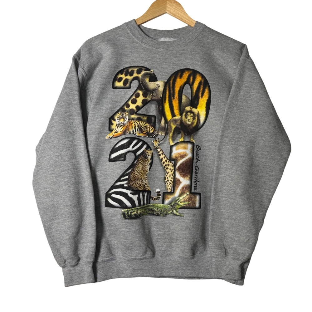 Busch Gardens Youth‎ XL Gray 2021 Animal Graphic Crewneck Souvenir